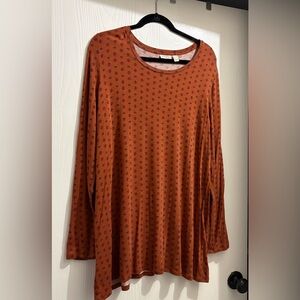 LOGO by Lori Goldstein Rust Long-Sleeve Print Tunic Top XL